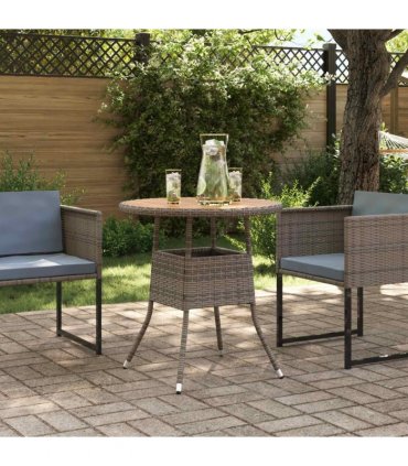 vidaXL Dinner Table Grey and Acacia 70 x 70 x 73 cm Solid Acacia Wood
