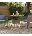 vidaXL Dinner Table Grey and Acacia 70 x 70 x 73 cm Solid Acacia Wood