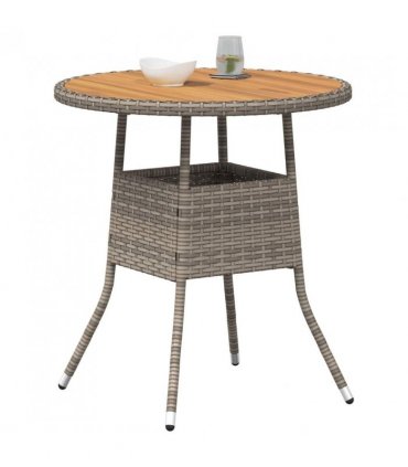 vidaXL Dinner Table Grey and Acacia 70 x 70 x 73 cm Solid Acacia Wood