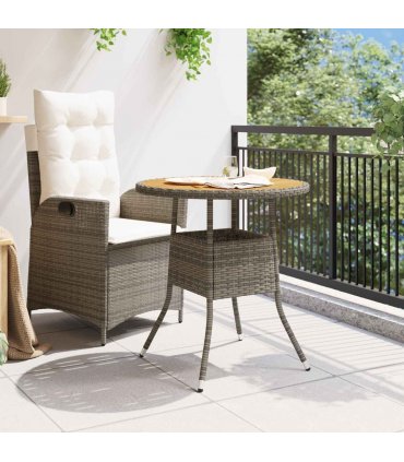 vidaXL Dinner Table Grey and Acacia 70 x 70 x 73 cm Solid Acacia Wood