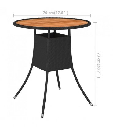 vidaXL Dining Table | Black and brown | PE rattan | Small | Durable