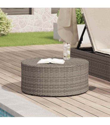 vidaXL Outdoor Coffee Table Grey Ø 68 x 30 cm Poly Rattan