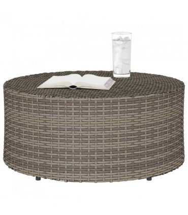 vidaXL Outdoor Coffee Table Grey Ø 68 x 30 cm Poly Rattan