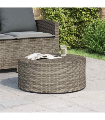 vidaXL Outdoor Coffee Table Grey Ø 68 x 30 cm Poly Rattan