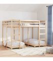 vidaXL Triple Bunk Bed Frame Brown 140 x 200 cm Solid Pine Wood — Colour: Natural