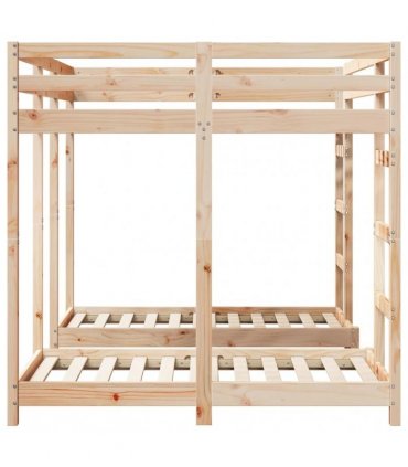 vidaXL Triple Bunk Bed Frame Brown 140 x 200 cm Solid Pine Wood — Colour: Natural