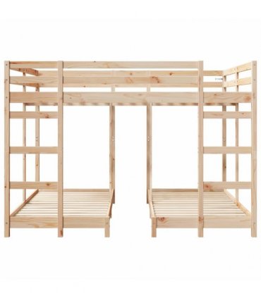vidaXL Triple Bunk Bed Frame Brown 160 x 200 cm Solid Pine Wood — Colour: Natural