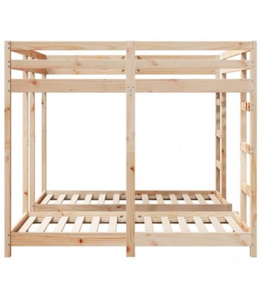 vidaXL Triple Bunk Bed Frame Brown 160 x 200 cm Solid Pine Wood — Colour: Natural
