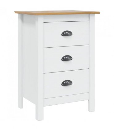 vidaXL Bedside Cabinet HILL White and Honey Brown 46 x 35 x 65 cm
