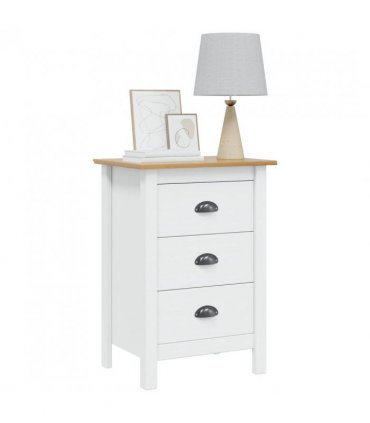 vidaXL Bedside Cabinet HILL White and Honey Brown 46 x 35 x 65 cm