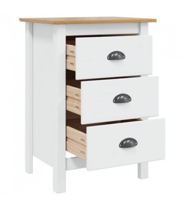 vidaXL Bedside Cabinet HILL White and Honey Brown 46 x 35 x 65 cm