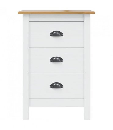 vidaXL Bedside Cabinet HILL White and Honey Brown 46 x 35 x 65 cm