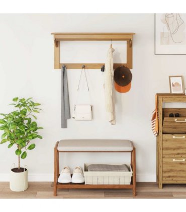 vidaXL Coat Rack HILL Honey Brown 90 x 35 x 41.5 cm Solid Pine Wood