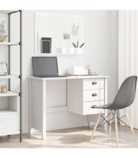 vidaXL Desk with Drawers HILL White 100 x 45 x 74 cm Solid Pine Wood