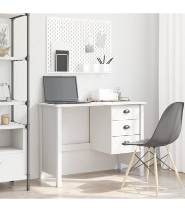 vidaXL Desk with Drawers HILL White 100 x 45 x 74 cm Solid Pine Wood