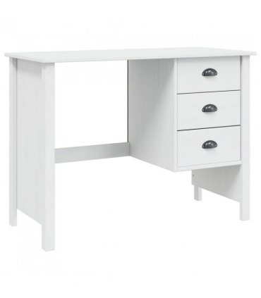 vidaXL Desk with Drawers HILL White 100 x 45 x 74 cm Solid Pine Wood