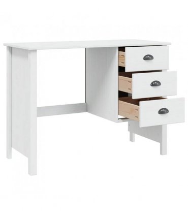 vidaXL Desk with Drawers HILL White 100 x 45 x 74 cm Solid Pine Wood