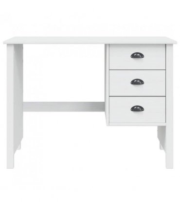 vidaXL Desk with Drawers HILL White 100 x 45 x 74 cm Solid Pine Wood