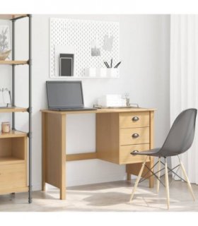 vidaXL Desk with Drawers with Drawer HILL Honey Brown 100 x 45 x 74 cm