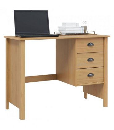 vidaXL Desk with Drawers with Drawer HILL Honey Brown 100 x 45 x 74 cm