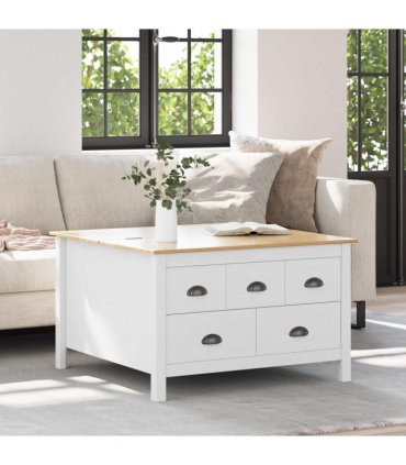 vidaXL Coffee Table HILL White and Honey Brown 79.5 x 79.5 x 49 cm