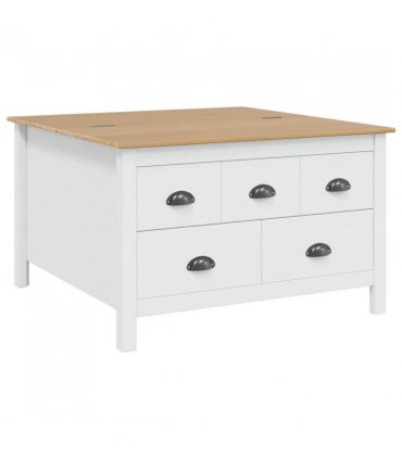 vidaXL Coffee Table HILL White and Honey Brown 79.5 x 79.5 x 49 cm