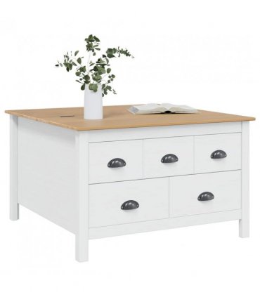 vidaXL Coffee Table HILL White and Honey Brown 79.5 x 79.5 x 49 cm