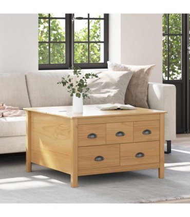 vidaXL Coffee Table with Drawer HILL Honey Brown 79.5 x 79.5 x 49 cm
