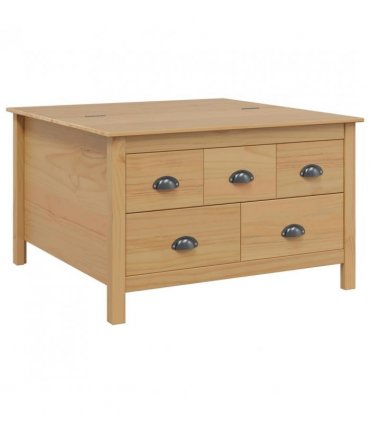 vidaXL Coffee Table with Drawer HILL Honey Brown 79.5 x 79.5 x 49 cm
