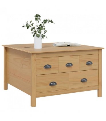 vidaXL Coffee Table with Drawer HILL Honey Brown 79.5 x 79.5 x 49 cm