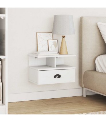 vidaXL Bedside Cabinet HILL White 40 x 31 x 27 cm Solid Pine Wood