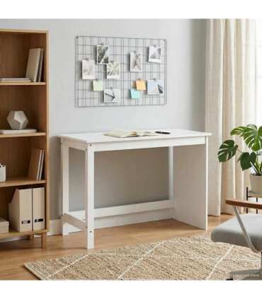 vidaXL Desk White 112 x 50 x 75 cm Solid Pine Wood