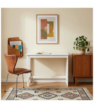 vidaXL Desk White 112 x 50 x 75 cm Solid Pine Wood