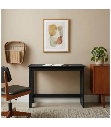 vidaXL Desk Black 112 x 50 x 75 cm Solid Pine Wood