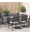 vidaXL Garden Table Grey 190x90x75 cm Tempered Glass and Poly Rattan — Colour: grey and black