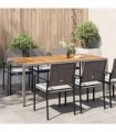 vidaXL Garden Table 190x90x75 cm Poly Rattan and Acacia Wood Grey — Size: 190 x 90 x 75 cm