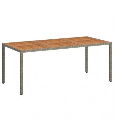 vidaXL Garden Table 190x90x75 cm Poly Rattan and Acacia Wood Grey — Size: 190 x 90 x 75 cm