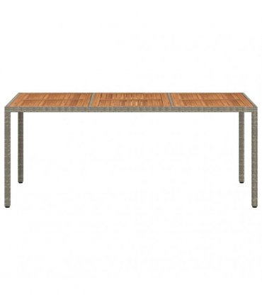 vidaXL Garden Table 190x90x75 cm Poly Rattan and Acacia Wood Grey — Size: 190 x 90 x 75 cm