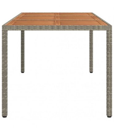vidaXL Garden Table 190x90x75 cm Poly Rattan and Acacia Wood Grey — Size: 190 x 90 x 75 cm