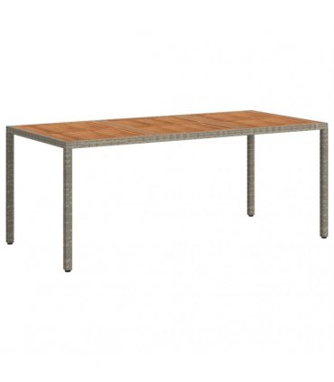 vidaXL Garden Table 190x90x75 cm Poly Rattan and Acacia Wood Grey — Size: 190 x 90 x 75 cm