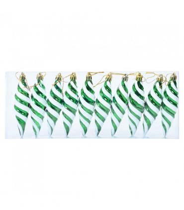 vidaXL Christmas Spiral Shape Ball 40 pcs Green Plastic