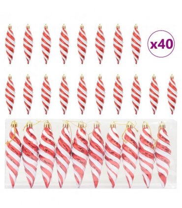 vidaXL Christmas Spiral Shape Ball 40 pcs Red Plastic