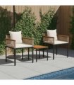 vidaXL Outdoor Furniture Set Beige and Cream White Poly Rattan — Model: 2x chair +1x table