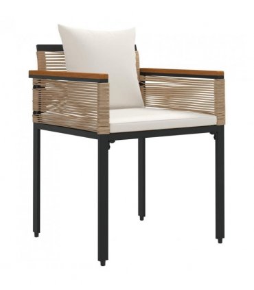 vidaXL Outdoor Furniture Set Beige and Cream White Poly Rattan — Model: 2x chair +1x table