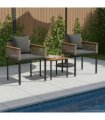 vidaXL Outdoor Furniture Set Grey and Dark Grey Poly Rattan — Model: 2x chair +1x table