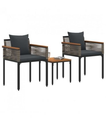 vidaXL Outdoor Furniture Set Grey and Dark Grey Poly Rattan — Model: 2x chair +1x table