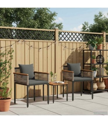 vidaXL Outdoor Furniture Set Grey and Dark Grey Poly Rattan — Model: 2x chair +1x table