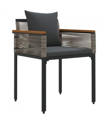 vidaXL Outdoor Furniture Set Grey and Dark Grey Poly Rattan — Model: 2x chair +1x table