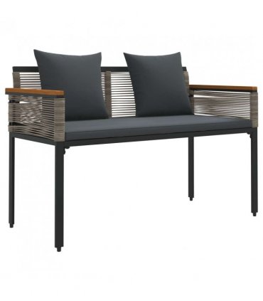vidaXL Outdoor Furniture Set Grey and Dark Grey Poly Rattan — Model: 1x bench +2x chair +1x table