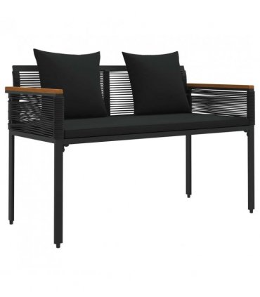 vidaXL Outdoor Furniture Set with Cushion 4 pcs Black Poly Rattan — Model: 1x bench +2x chair +1x table